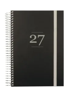 Finocam Moda Agenda Internacional - Anual 2027 - 1 Dia por Pagina - 140x204mm - Goma Elastica - Tapa Dura de Carton Forrado - Esquinas Microperforadas - Papel de 80g/m2 - Color Negro