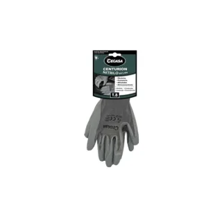 Cegasa Centurion Guantes de Trabajo Talla 8 - Fabricados en Nylon con Recubimiento de Nitrilo en Palma y Dedos - Color Gris
