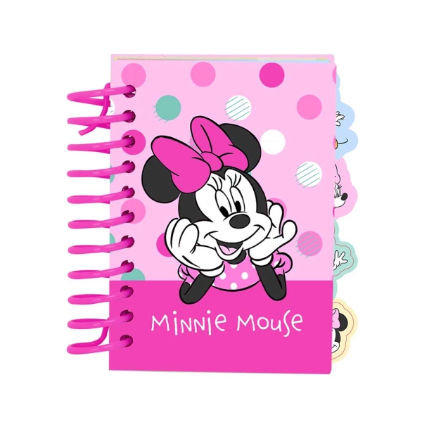 Safta Minnie Mouse Minty Bloc de Notas - Formato A7 - 80 Hojas de 80 g/m2 - Espiral - Tapas Duras - 4 Separadores Interiores - 7.4x10.5cm - Color Rosa