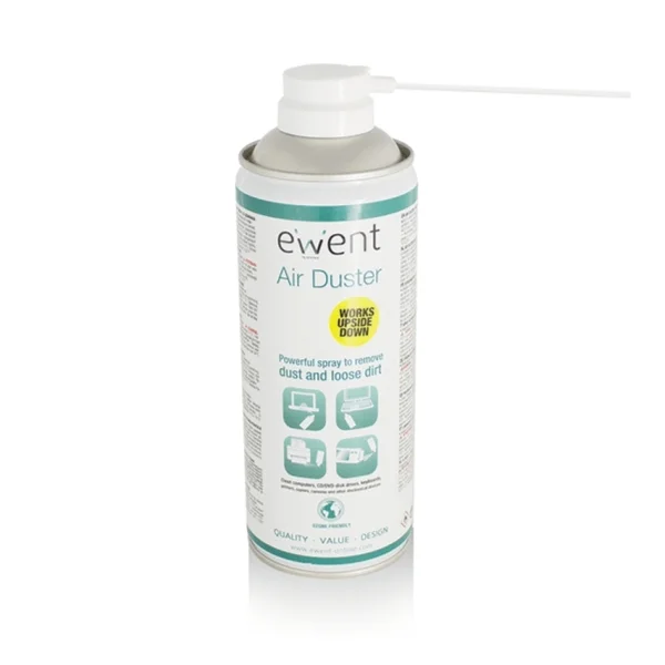 Ewent Spray de Aire Comprimido - Invertible - 220ml - Aplicador para Zonas Dificiles - Color Transparente