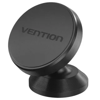Vention Soporte Magnetico de Smartphone para Coche - Montura en Salpicadero - Aleacion de Aluminio - Silicona - Color Negro