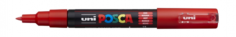 Posca PC-1M Marcador de Pintura - Punta Conica 0.7mm - Tinta Base al Agua - No Permanente - Resistente a la Luz - Inodoro - Ideal para Carteleria y Decoracion - Color Rojo · Pack de 6 uds.