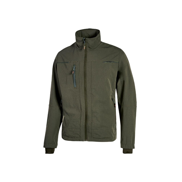 Upower Pluton Chaqueta de Tela Resistente - Talla 2XL - Suave, Repelente al Agua, Transpirable, Secado Rapido, Multiples Bolsillos, Capuchon Ajustable, Puños a Prueba de Viento, Proteccion D