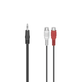 Hama Essential Cable de Audio - 2x RCA Hembra - Jack 3.5mm Macho - Longitud 10cm - Estereo - Color Negro