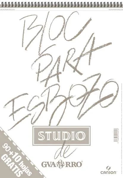 Canson Bloc para Esbozo A3 90+10 Hojas Gratis - Grano Ligero 90gr - Formato Album con Espiral Microperforado - Color Blanco Natural