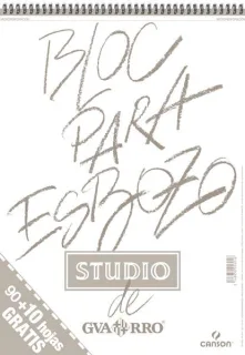 Canson Bloc para Esbozo A3 90+10 Hojas Gratis - Grano Ligero 90gr - Formato Album con Espiral Microperforado - Color Blanco Natural