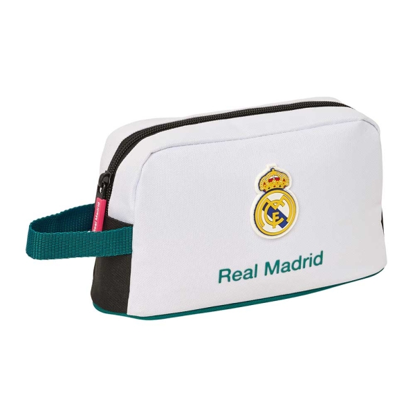 Safta Real Madrid Equipacion 26/27 Bolsa Isotermica Porta Alimentos - Asa de Mano Lateral - Cremallera - 21.5x12x6.5cm - Color Blanco y Negro