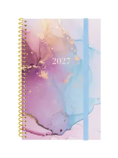 Finocam Trendy Design Collection Goldy Agenda - Anual 2027 - Semana Vista Horizontal - Formato E5 - 117x181mm - Espiral - Tapa de Polipropileno - Esquinas Microperforadas - Papel de 80g/m2 -