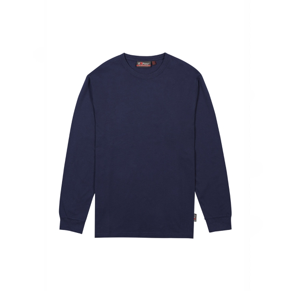 Upower Renga Camiseta de Manga Larga - Talla 2XL - Algodon Jersey Suave, Diseño Elegante con Canale, Refuerzos en Hombros y Cuello, Proteccion DPI1 - Color Azul Marino