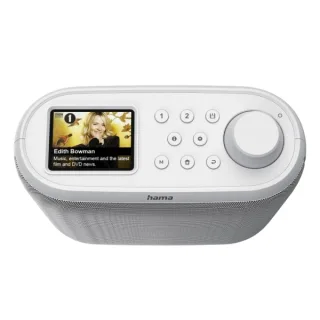 Hama DIR400 Radio Digital - Bluetooth - Pantalla 2.4" - Cable 180cm - Doble Banda 2.4 y 5GHz - Almacena hasta 30 Emisoras - Compatible con Plataformas de Streaming - 18x19x7.5cm - Color Blan