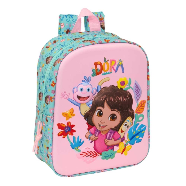 Safta Dora Mochila Guarderia 3D - 6L - Cremallera - Asa de Mano - 22x27x10cm - Color Turquesa Claro