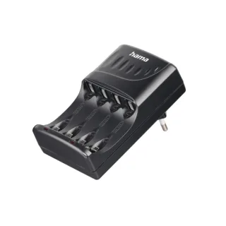 Hama Cargador de Pilar Recargables AA y AAA - Luz LED - Proteccion de Sobrecarga - Temporizador - Color Negro