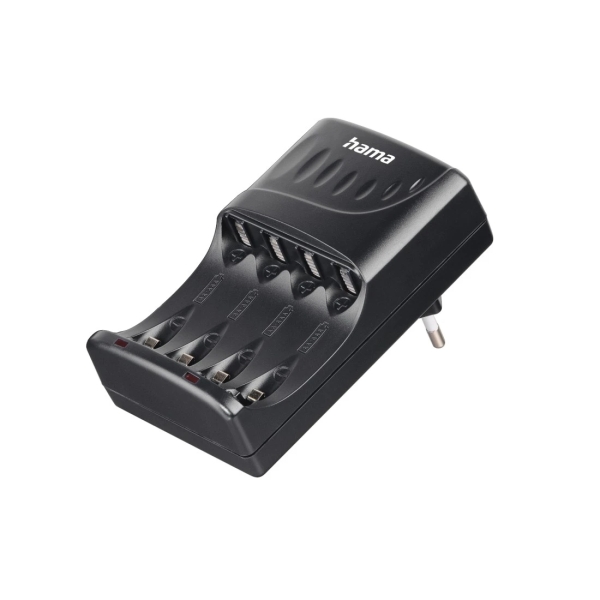 Hama Cargador de Pilar Recargables AA y AAA - Luz LED - Proteccion de Sobrecarga - Temporizador - Color Negro