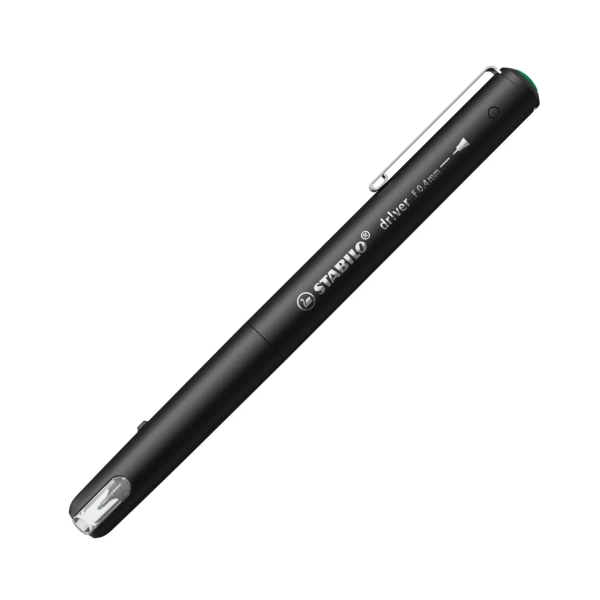 Stabilo Dr!ver Rotulador de Punta Fina 0.4mm - Tinta a Prueba de Manchas, Inodora y con Base al Agua - Fabricado con 94% de Bioplastico - Color Verde · Pack de 5 uds.