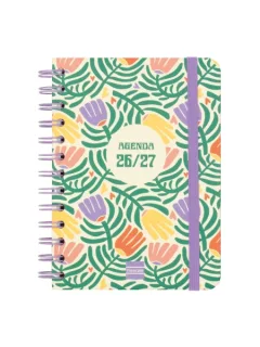 Finocam Cosmo Cart Agenda Escolar 26/27 - Semana Vista Horizontal - Formato 8º - 120x169mm - Tapas de Carton Forrado - Papel de 80g/m2 - Espiral Metalica - Esquinas Microperforadas - Multico