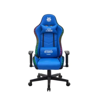 Cromad Serie Fenrir Silla Gaming RGB - Estructura Robusta - Piel Sintetica de Alta Calidad - Altura Regulable con Piston de Gas Clase 2 - Respaldo Reclinable - Cojin Lumbar y Cervical - Repo