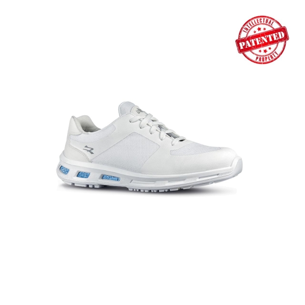 Upower Connor O ESD Calzado de Seguridad Bajos - Talla 35 - Ligeros y Comodos, Nylon Transpirable, Resistente al Agua, Suela de Poliuretano, Proteccion 01 FO SR - Color Blanco