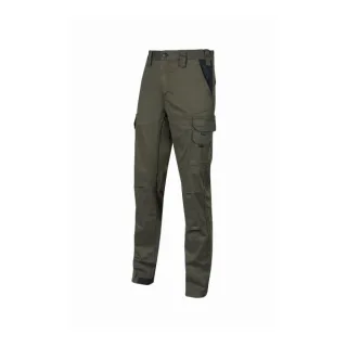 Upower Guapo Pantalones de Trabajo de Algodon Elastico - Talla 2XL - Bolsillos Multifuncionales, Cierre Resistente, Proteccion Lumbar, Rodillas Preformadas, Triple Costura, DPI1 - Color Verd