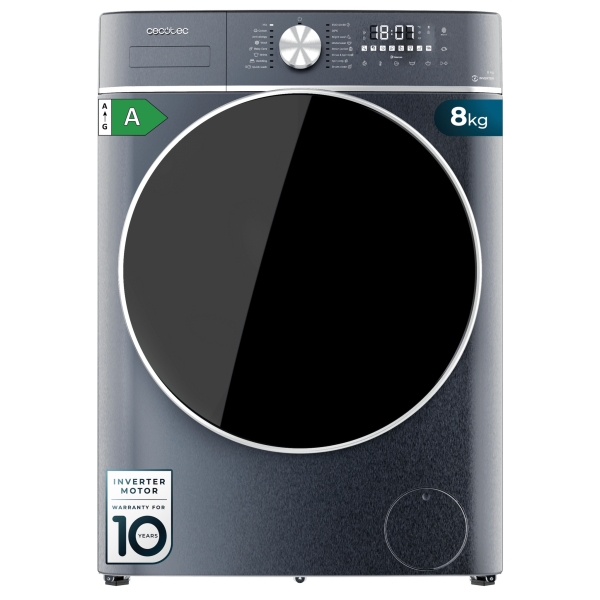 Cecotec Bolero DressCode 8800 Inverter Ice Blue A Lavadora de Carga Frontal - Capacidad 8kg - Velocidad 1400rpm - Seguro Infantil - Motor Inverter - 16 Programas - Color Azul