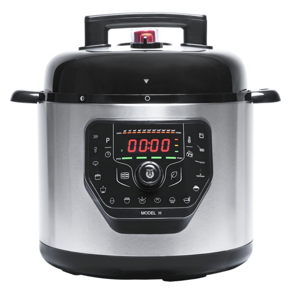 Cecotech Olla GM Programable - Capacidad 6L - Programacion 24H - Control por Voz - Sistema Inteligente Gmcore - Tapa Abatible - 11 Temperaturas Ajustables - 5 Presiones Ajustables - Color Ne