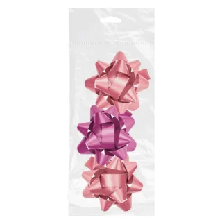 Dohe Chic Pack de 3 Lazos para Regalo - Forma de Estrella - Tamaño 8cm - Color Rosa