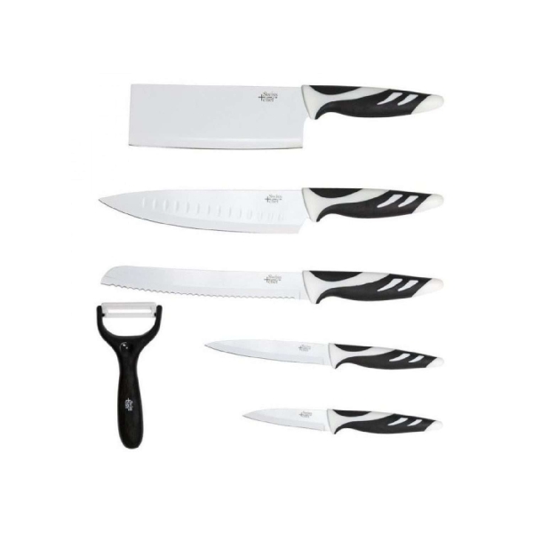 Cecotec Swiss Pack de 4 Cuchillos Profesionales - Hoja de 2mm de Grosor - Acero Inoxidable con Base de Carbono - Alta Resistencia y Dureza - Estilo Japones - Incluye Estuche - Color Negro