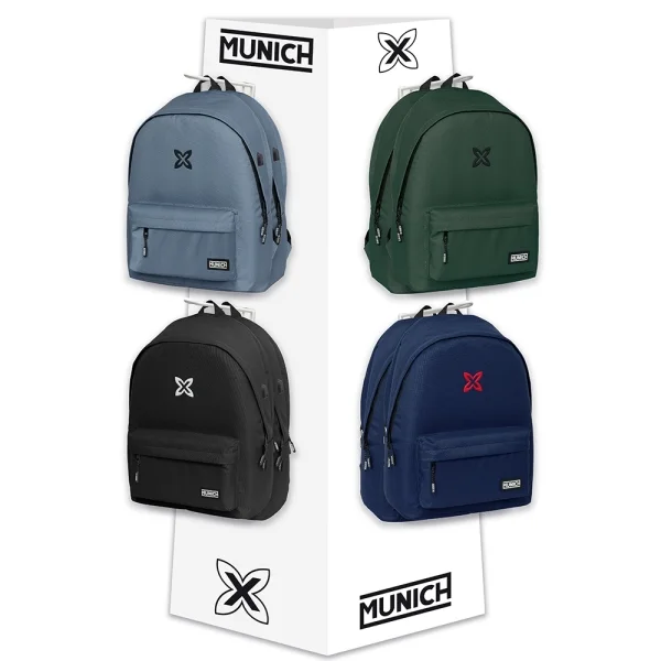 Safta Munich Basicos Expositor con 8 Ganchos para Mochilas - Carton Reciclado - Colores Surtidos