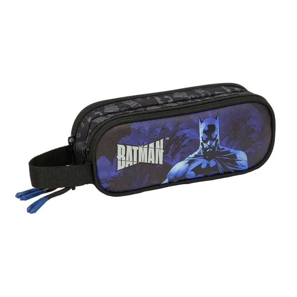 Safta Batman Portatodo - 2 Compartimentos con Cremalleras - Asa Lateral - 1L - 210x60x80mm - Color Negro