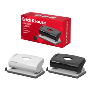 ErichKrause Elegance Classic Perforadora de Papel - Perfora hasta 10 Hojas - Barra Guia con Marcas de Formato - Bandeja - Base de Plastico Antideslizante - Colores Surtidos