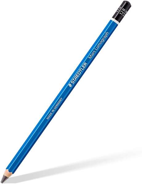 Staedtler Mars Lumograph 100 Lapiz de Grafito Hexagonal - Mina 12B - Resistencia a la Rotura - Madera de Bosques Sostenibles · Pack de 12 uds.