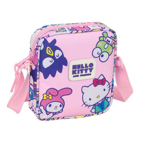 Safta Hello Kitty and Friends Bolsito con Bandolera Ajustable - Compacto - Cierre con Cremallera - 16x18x4cm - Color Rosa