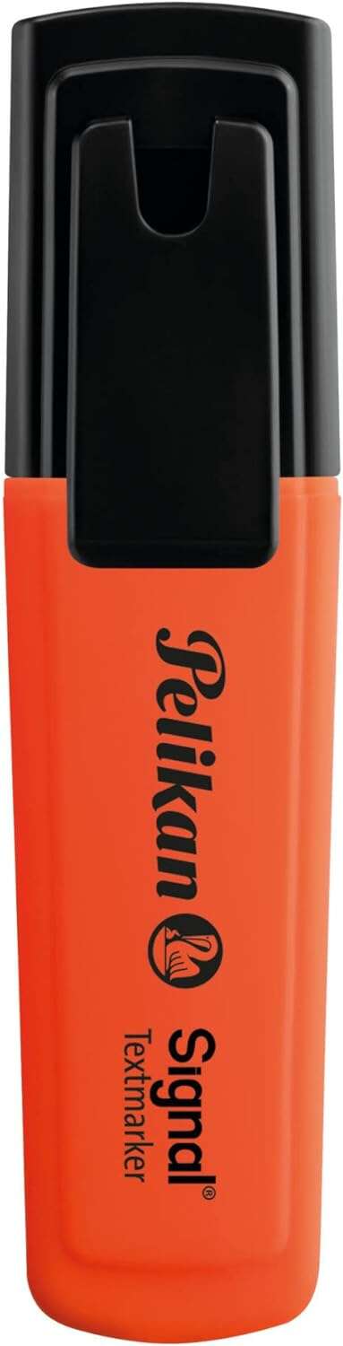 Pelikan Subrayador Textmarker Signal - Punta Biselada de 2.0mm - Tinta de Secado Rapido - Ideal para Resaltar Textos - Color Naranja Fluorescente · Pack de 10 uds.