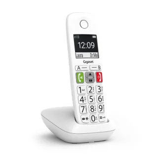 Gigaset E290 Telefono Inalambrico Dect - Pantalla Grande en B/N - Teclas con Numeros Grandes - Volumen con Funcion Amplificador - Color Blanco