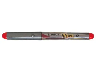 Pilot Pluma Estilografica V-Pen Silver - Desechable - Tinta Liquida - Punta de Acero - Trazo de 0.5mm - Color Rojo · Pack de 12 uds.