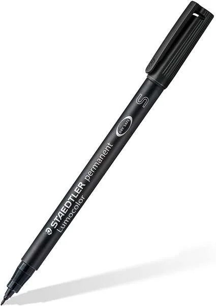 Staedtler Lumocolor Permanent 313 Rotulador Permanente de Punta Fina - Trazo 0.4mm - Secado Rapido - Color Negro · Pack de 10 uds.