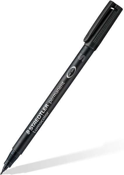 Staedtler Lumocolor Permanent 313 Rotulador Permanente de Punta Fina - Trazo 0.4mm - Secado Rapido - Color Negro · Pack de 10 uds.