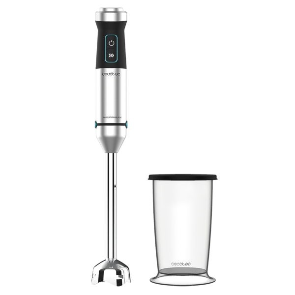 Cecotec Power TitanBlack 1500 XL Batidora de Mano - 1500W - 4 Cuchillas de Titanio en Cruz - Acople Rapido y Seguro - Velocidad Ajustable - Antisalpicaduras - Vaso Medidor 800ml - Turbo - Co