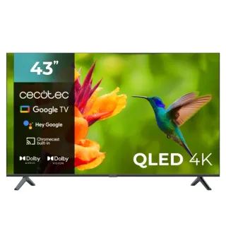 Cecotec V4 Series VQU40043S Televisor Smart TV sin Marco de 43" QLED 4K UHD - Procesador Cortex A55 - Dolby Vision and Atmos - Google TV - HDMI 2.1 - USB 3.0 - Gama Cromatica Ampliada - Colo