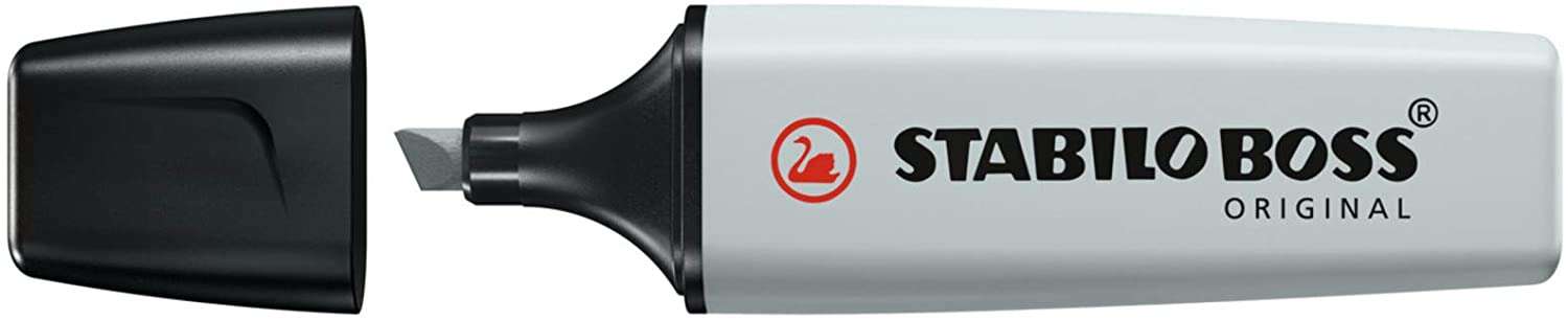 Stabilo Boss 70 Pastel Marcador Fluorescente - Trazo entre 2 y 5mm - Recargable - Tinta con Base de Agua - Color Gris Polvoriento · Pack de 10 uds.