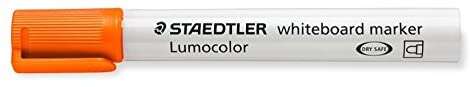 Staedtler Lumocolor 351 Rotulador para Pizarra Blanca - Punta Redonda - Trazo 2mm - Capuchon con Clip - Color Naranja · Pack de 10 uds.