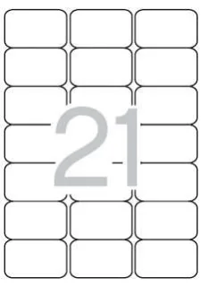 Apli Pack de 525 Etiquetas Rectangulares 63.5x38.1mm - 25 Hojas por 21 Etiquetas - Adhesivo Permanente - Cantos Romos - Color Blanco
