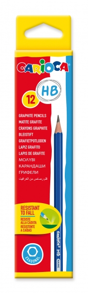 Carioca Lapiz de Grafito HB - Facil de Borrar y Sacar Punta - Cuerpo Triangular Agradable al Tacto - Mina Resistente a las Caidas · Pack de 12 uds.