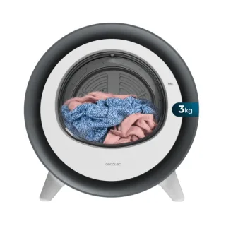 Cecotec Bolero DressCode Dry 3500V Silver Mini Secadora de Evacuacion 3kg - Temperatura Regulable - 8 Programas - Luz Ultravioleta - Tambor de Acero Inoxidable - Inicio Programable - Color N