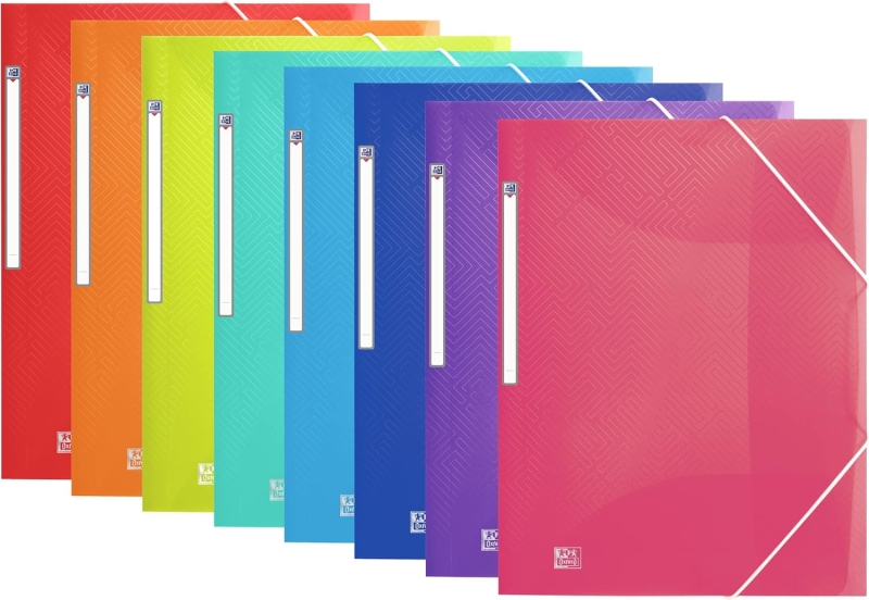 Oxford Urban A4+ Carpeta de Gomas con 3 Solapas A4+ - Plastico Translucido - Lomo15mm Ampliable hasta 25mm - Colores Surtidos · Pack de 10 uds.
