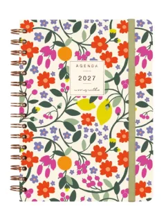 Finocam Moniquilla Agenda - Anual 2027 - Semana Vista Horizontal - Formato E10 - 155x212mm - Espiral Doble - Tapa Dura de Carton Forrado - Esquinas Microperforadas - Papel de 80g/m2 - Color