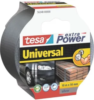 Tesa Extra Power Universal Cinta Adhesiva Multiusos 50mm x 10 Metros - Fuerte Poder de Pegado - Se Rompe Facilmente con la Mano - Resistente a la Intemperie - Color Gris