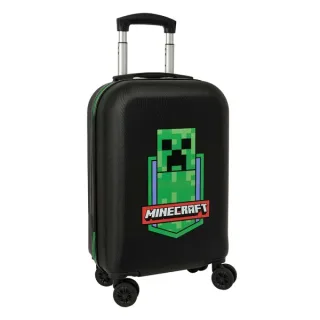 Safta Minecraft Maleta Trolley de Cabina de 20" - Candado de Combinacion - Asa Extensible - Interior Forrado - Ruedas Dobles 360º - Asa de Mano con Goma - 34.5x55x20cm - Color Negro y Verde