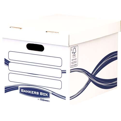 Fellowes Bankers Box Basic Contenedor de Archivos - Montaje Manual - Carton Reciclado Certificacion FSC · Pack de 10 uds.