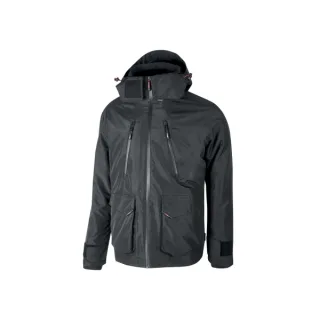 Upower Forex Parka Impermeable y Transpirable - Talla 2XL - Capucha Ajustable y Desmontable, Interior Termico con Mangas Desmontables, Bolsillos Multiples, Proteccion DPI1 - Color Gris Meteo