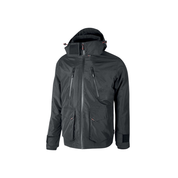Upower Forex Parka Impermeable y Transpirable - Talla 2XL - Capucha Ajustable y Desmontable, Interior Termico con Mangas Desmontables, Bolsillos Multiples, Proteccion DPI1 - Color Gris Meteo